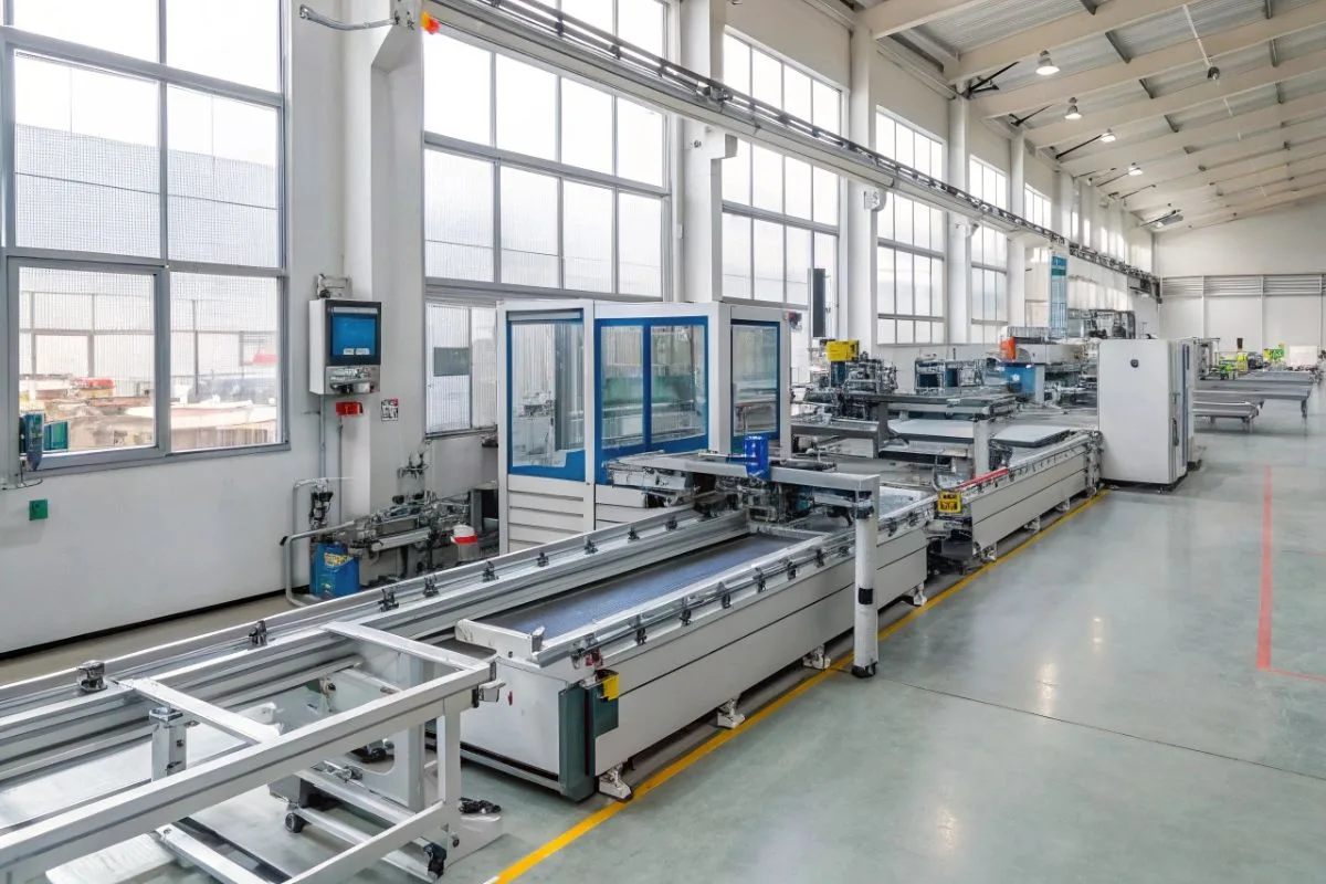Modern manufacturing facility with automated machines