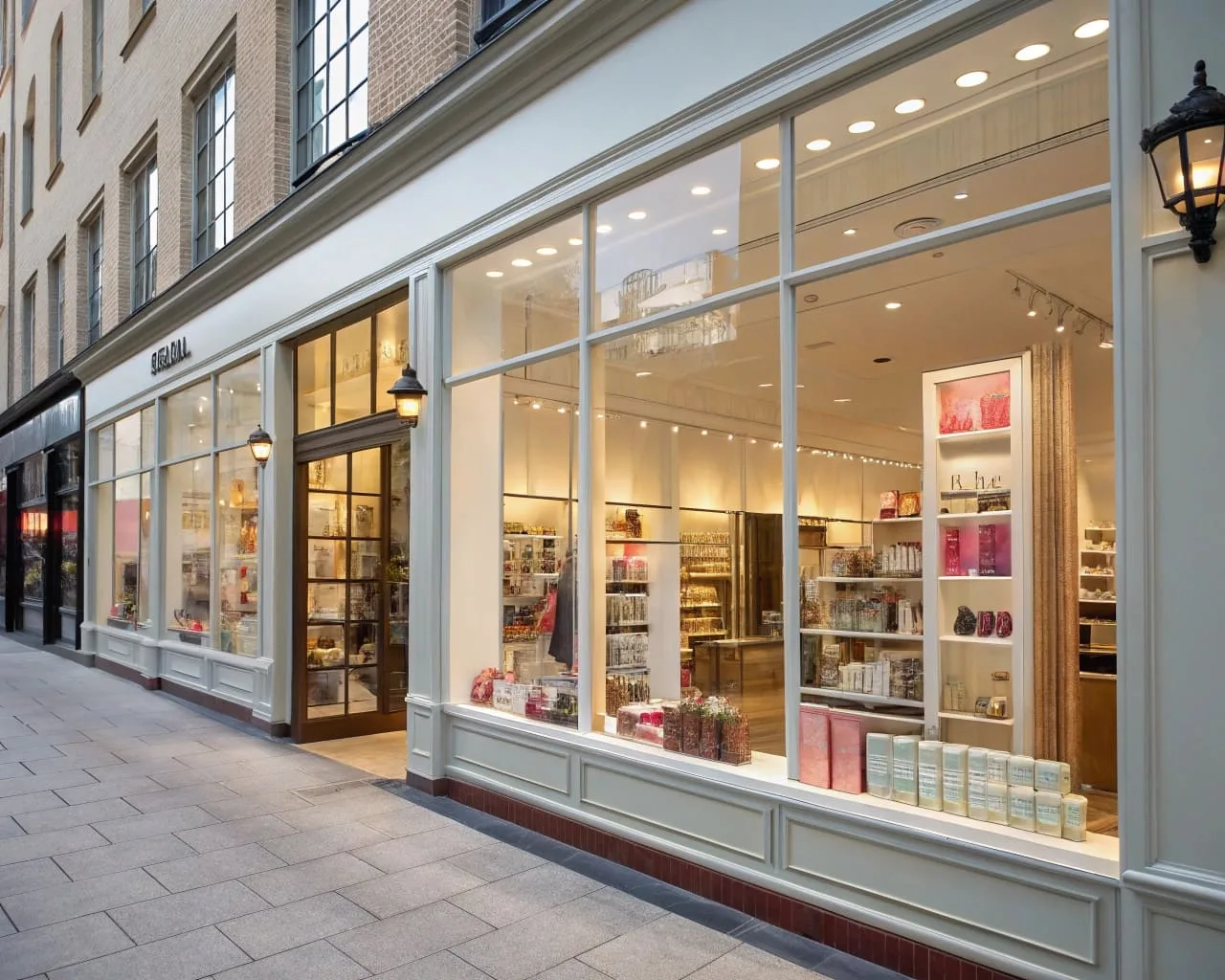 These windows are often used in retail environments to create open, visually appealing storefronts that draw customers in, while offering clear views of the products inside.