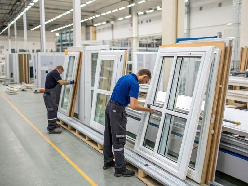 window and door system sample production in fenestrel factory
