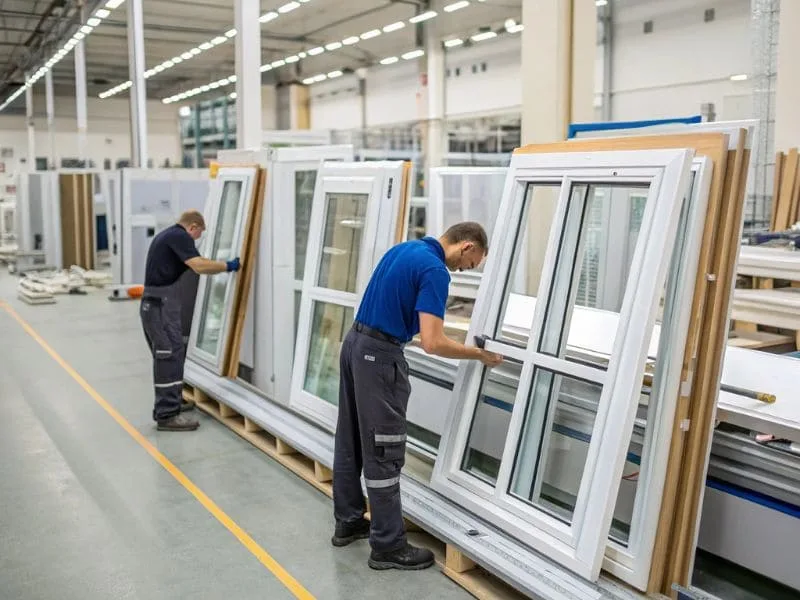 window and door system sample production in fenestrel factory